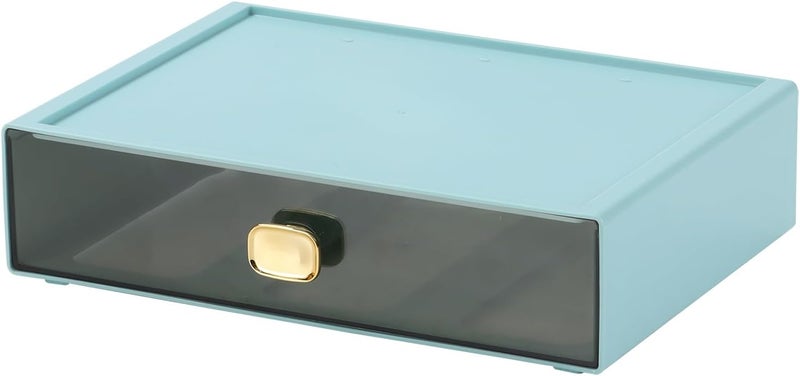 OSteed Spacious Desktop Storage Box, 1 Large Storage Drawer, Stackable Office Desk Drawer Organizer and Accessories, Printer Paper Organizer, Cyan Plastic Drawers for Workspace & Home - Image 1